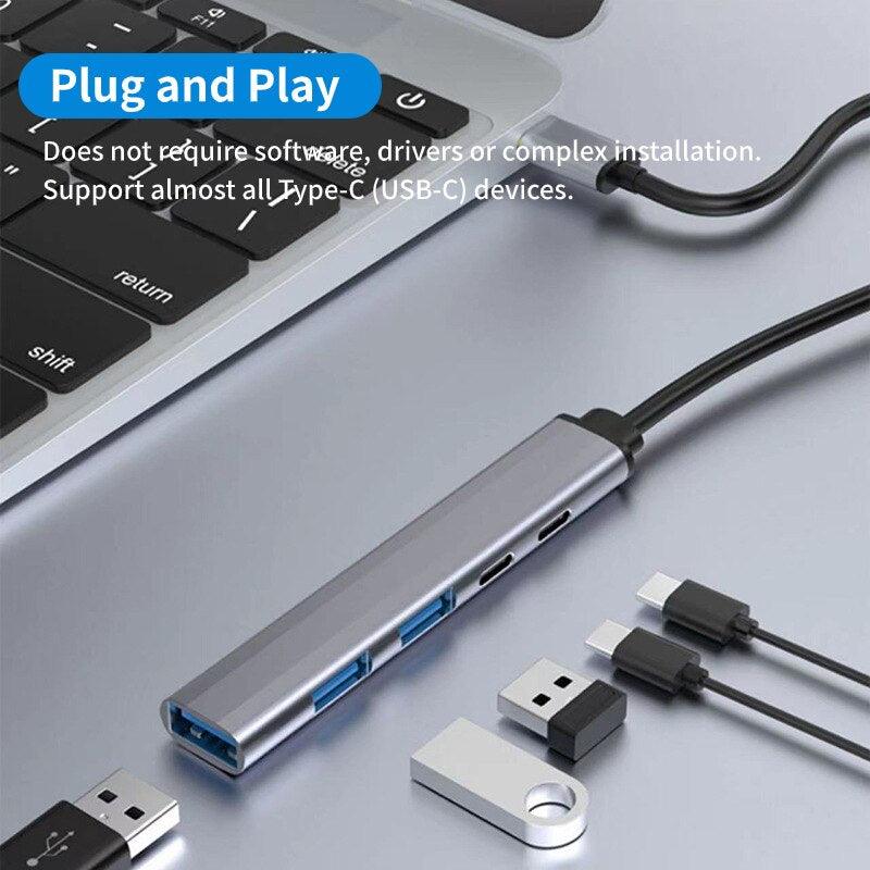 atongm Usb 2.0 Adaptör Tip C - Macbook Tip-c Hub Ayırıcı için uyumlu Usb Hub Usb Birkaç Bağlantı Noktası Tip C Hub Usb-c Hub 4'ü 1 Arada - atongm Turkiye