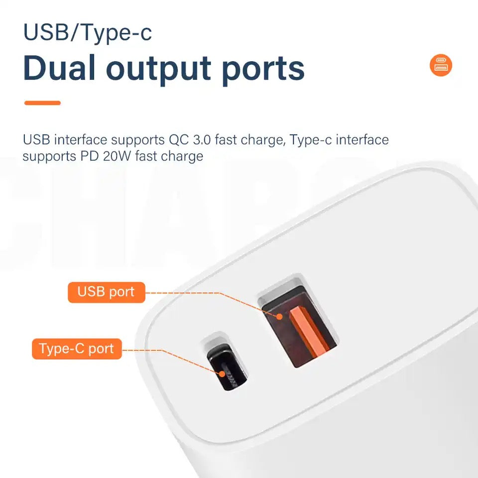 atongm Type - C + USB Giriş Şarj Adaptörü 20w Qc3.0 Pd Hızlı Şarz